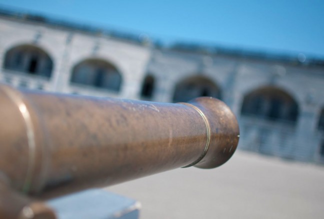 A 1800s-era cannon defends against the imaginary invading forces at Fort Henry – Kingston’s living military museum.