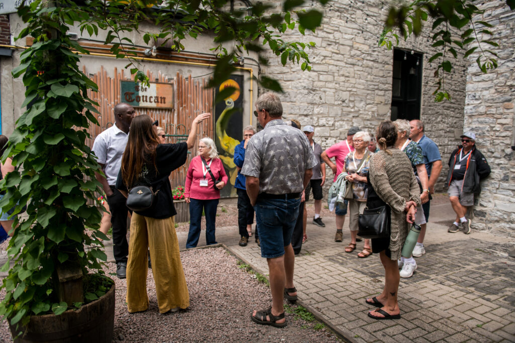 People standing in Rochleau Court